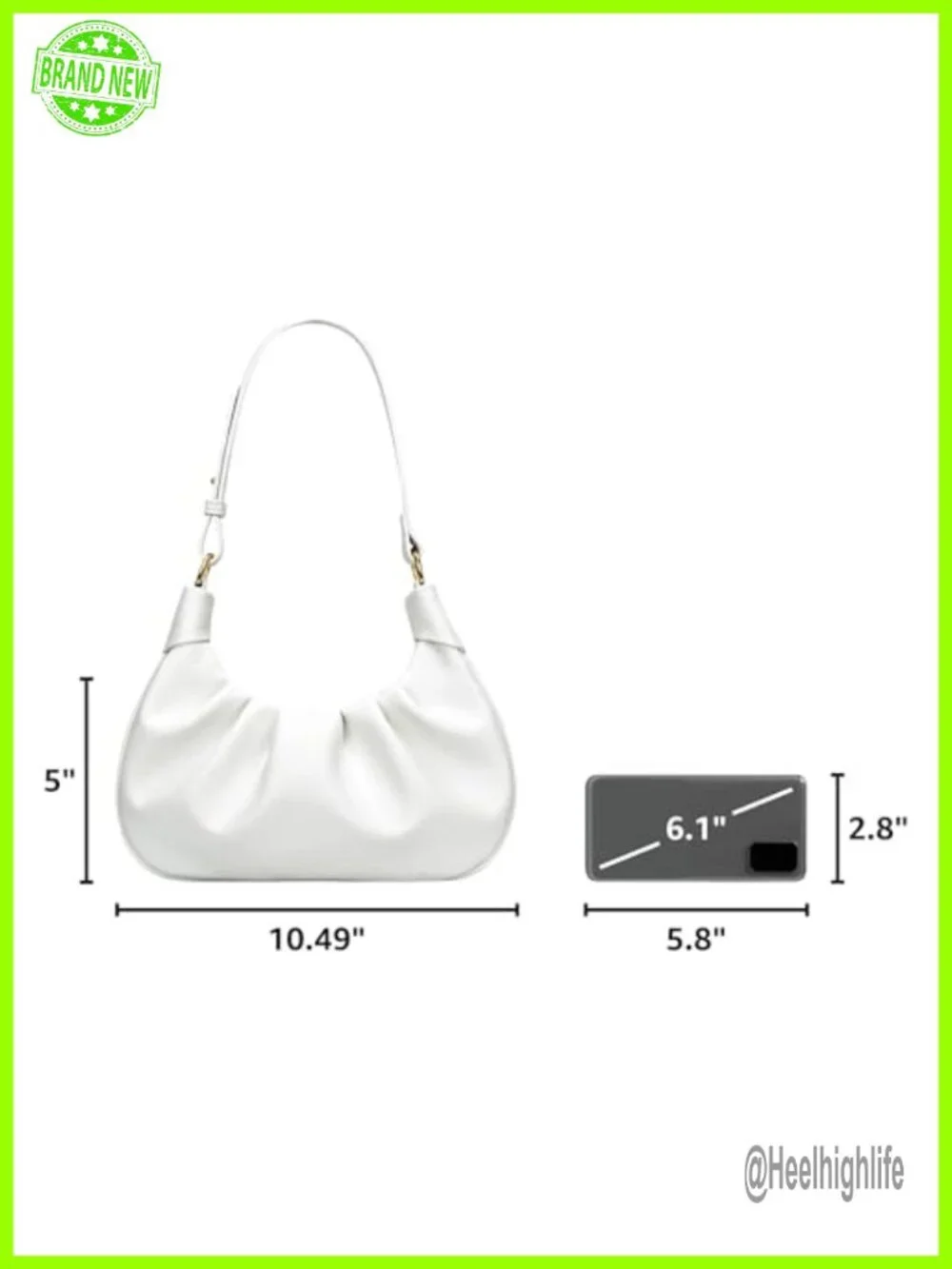 Faux Leather Hobo Shoulder Bag with Detachable Gold Chain